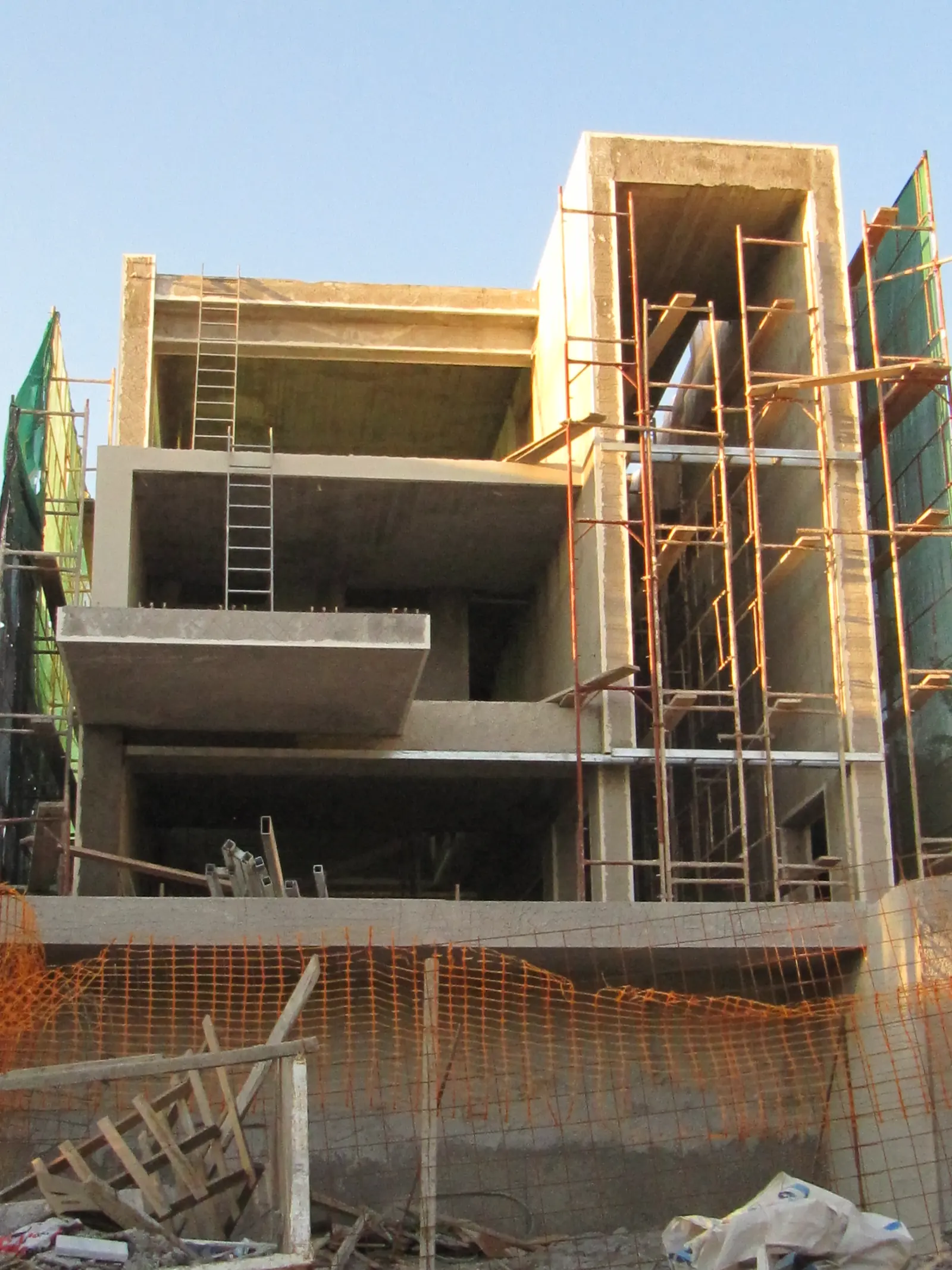 Reinforced-concrete frame of a multi-storey building under construction